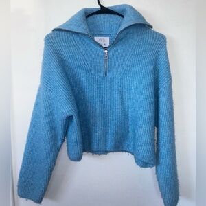 Girls size 11-12 blue Zara sweater w zipper